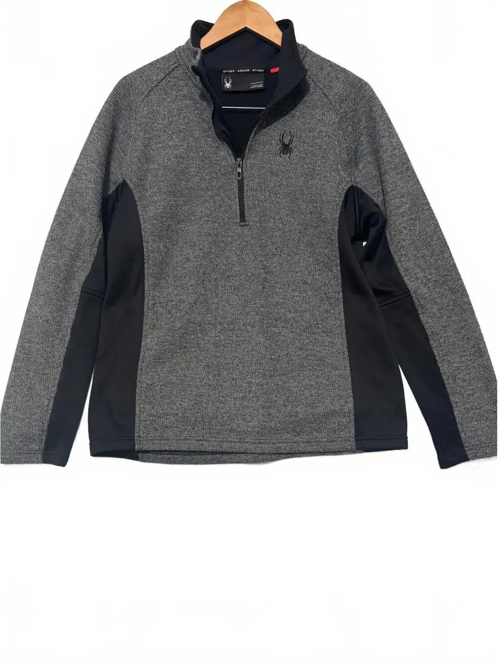 Spyder Men’s Gray Black 1/4 Zip Performance Pullover Size L